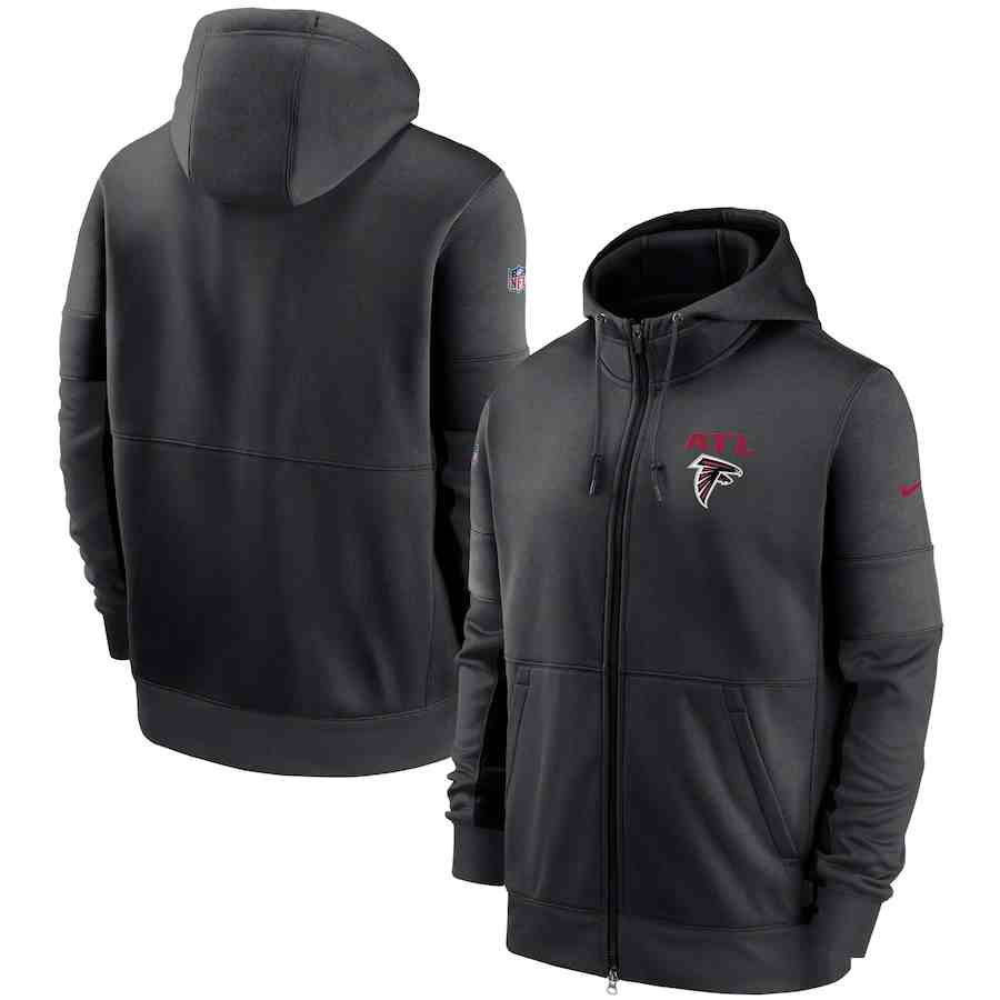 Men's Atlanta Falcons Nike Black Sideline Impact Lockup Performance Full-Zip Hoodie