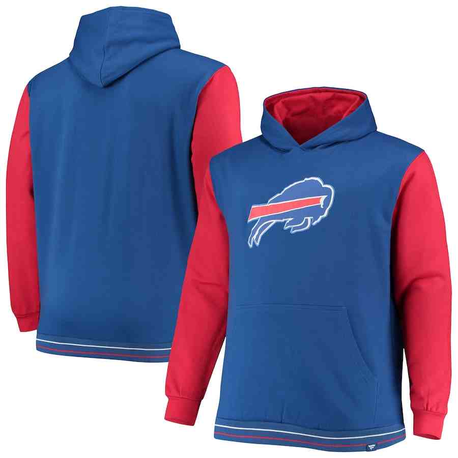 Men  Buffalo Bills Fanatics Branded Big & Tall Block Party Pullover Hoodie - Royal&Red