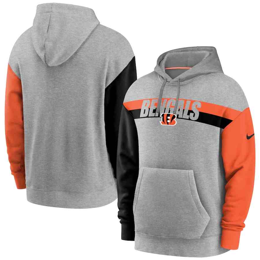 Nike Cincinnati Bengals Heathered Gray Fan Gear Heritage Tri-Blend Pullover Hoodie