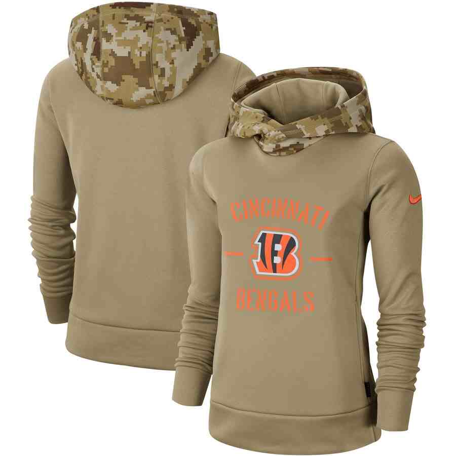 Women's Cincinnati Bengals Nike Camo 2019 Salute To Service Therma Performance Pullover Hoodie