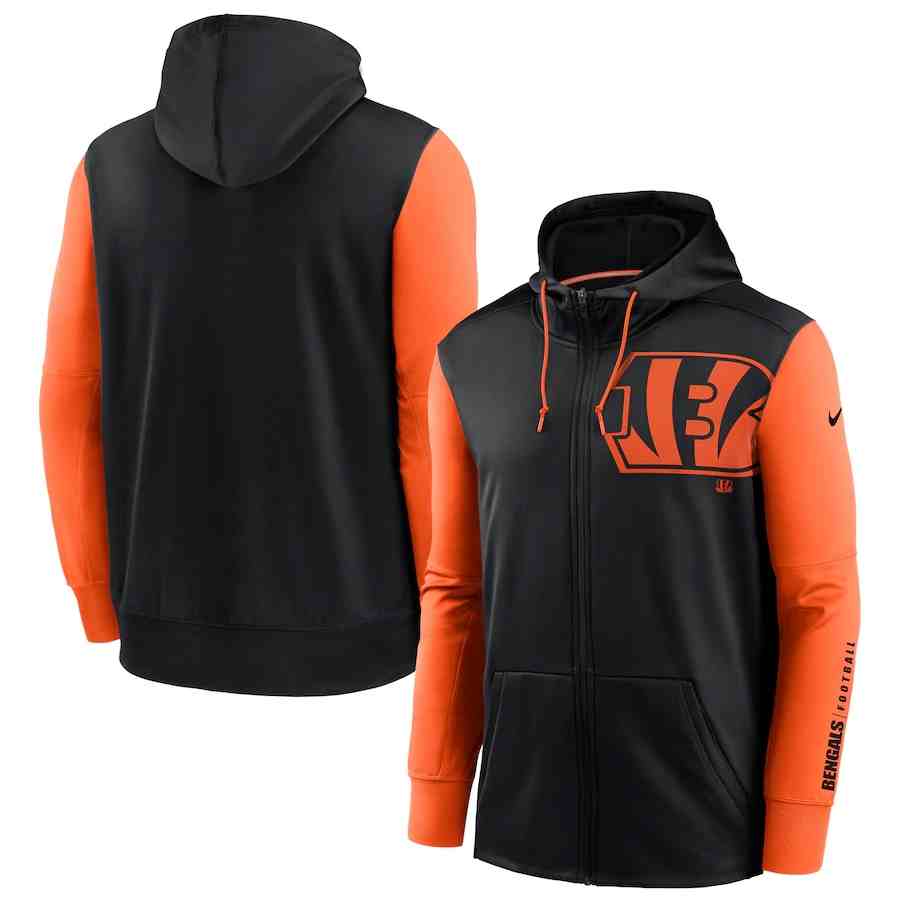 Nike Cincinnati Bengals BlackOrange Fan Gear Mascot Performance Full-Zip Hoodie