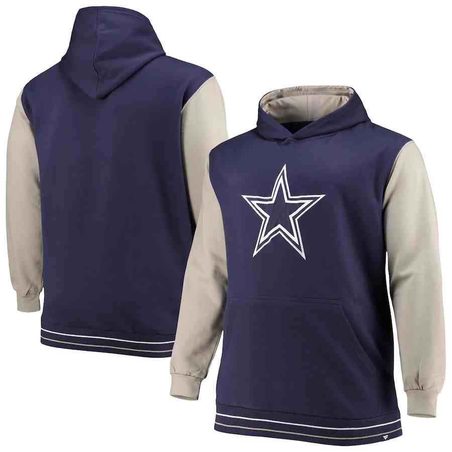 allas Cowboys Fanatics Branded Big & Tall Block Party Pullover Hoodie - Navy&Gray