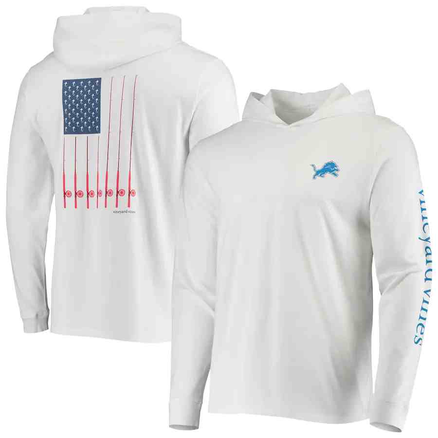 Men's Detroit Lions  White Performance Pullover Hoodie Grey Performance Pullover Hoodie