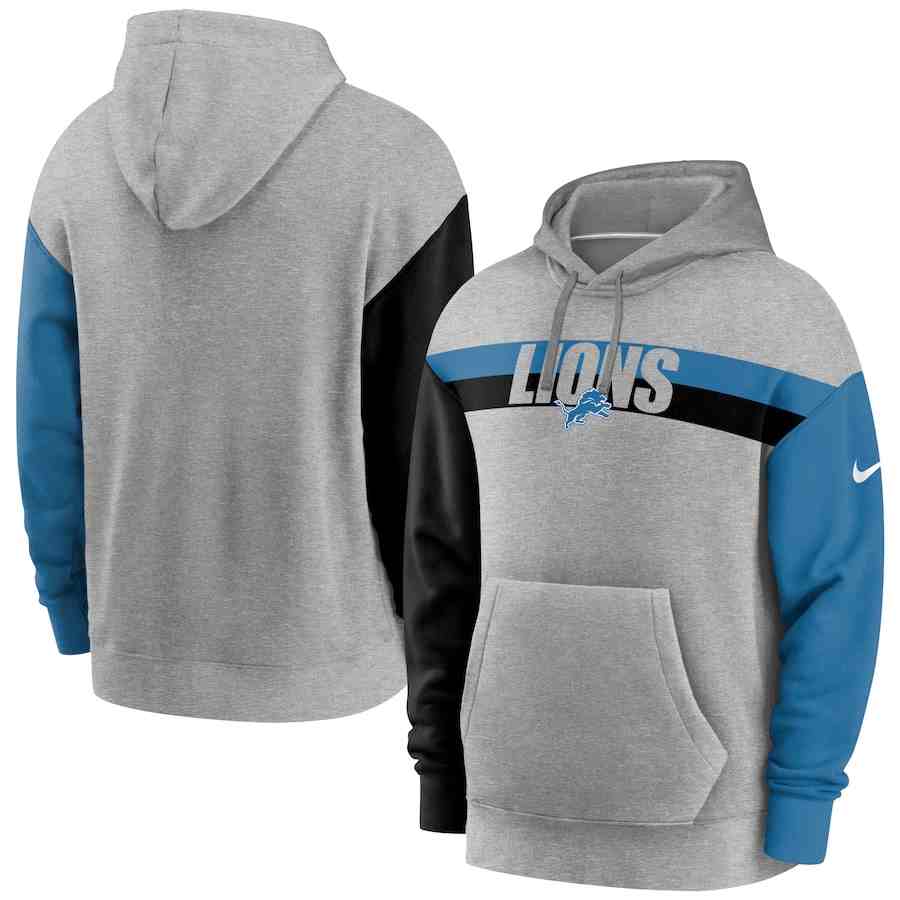 Nike Detroit Lions Heathered Gray Fan Gear Heritage Tri-Blend Pullover Hoodie