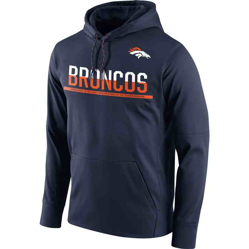 Men's Denver Broncos Nike Navy Sideline Circuit Pullover Performance Hoodie
