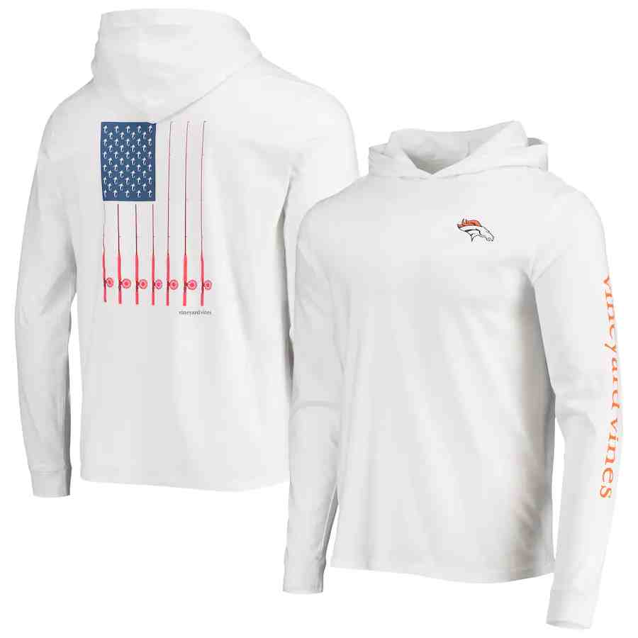 Men's Denver Broncos  White Performance Pullover Hoodie