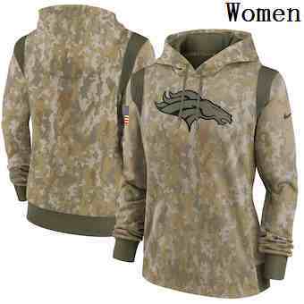 Women's Denver Broncos Nike Camo 2021 Salute To Service Therma Performance Pullover Hoodie