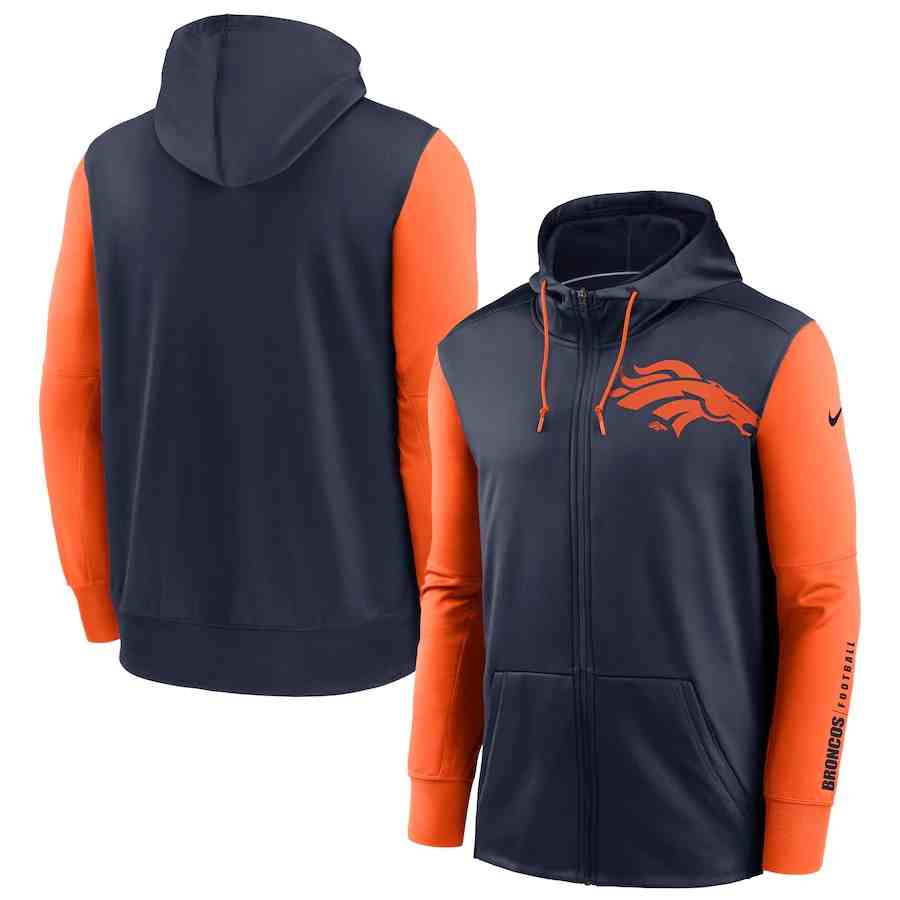 Nike Chicago Bears NavyOrange Fan Gear Mascot Performance Full-Zip Hoodie