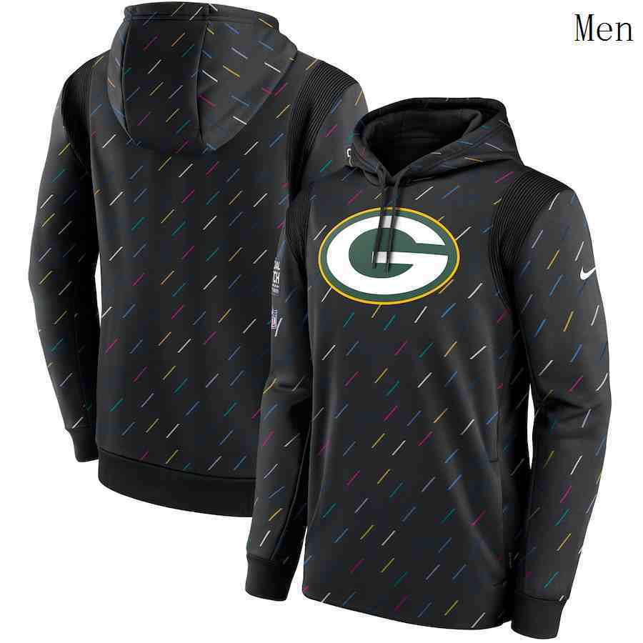 Men Green Bay Packers Nike Charcoal 2021 NFL Crucial Catch Therma Pullover Hoodie