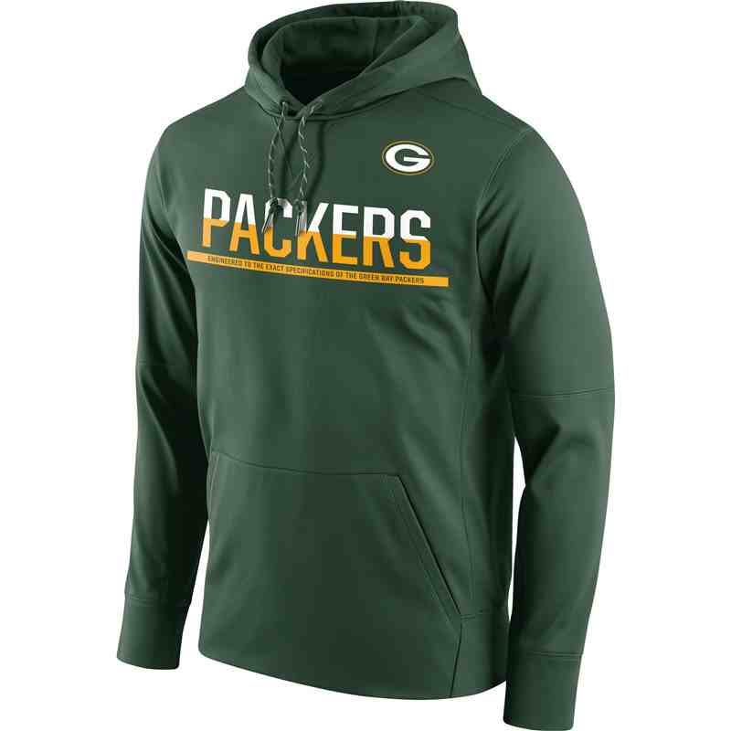 Men's Green Bay Packers Nike Green Sideline Circuit Pullover Performance Hoodie