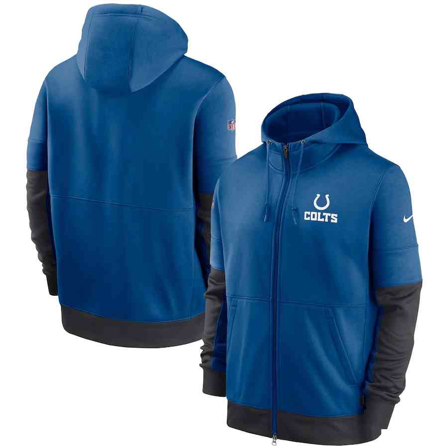 Men's Indianapolis Colts Nike Royal Sideline Impact Lockup Performance Full-Zip Hoodie