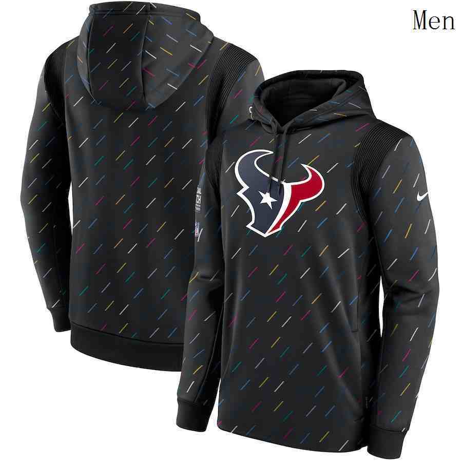 Men Houston Texans Nike Charcoal 2021 NFL Crucial Catch Therma Pullover Hoodie