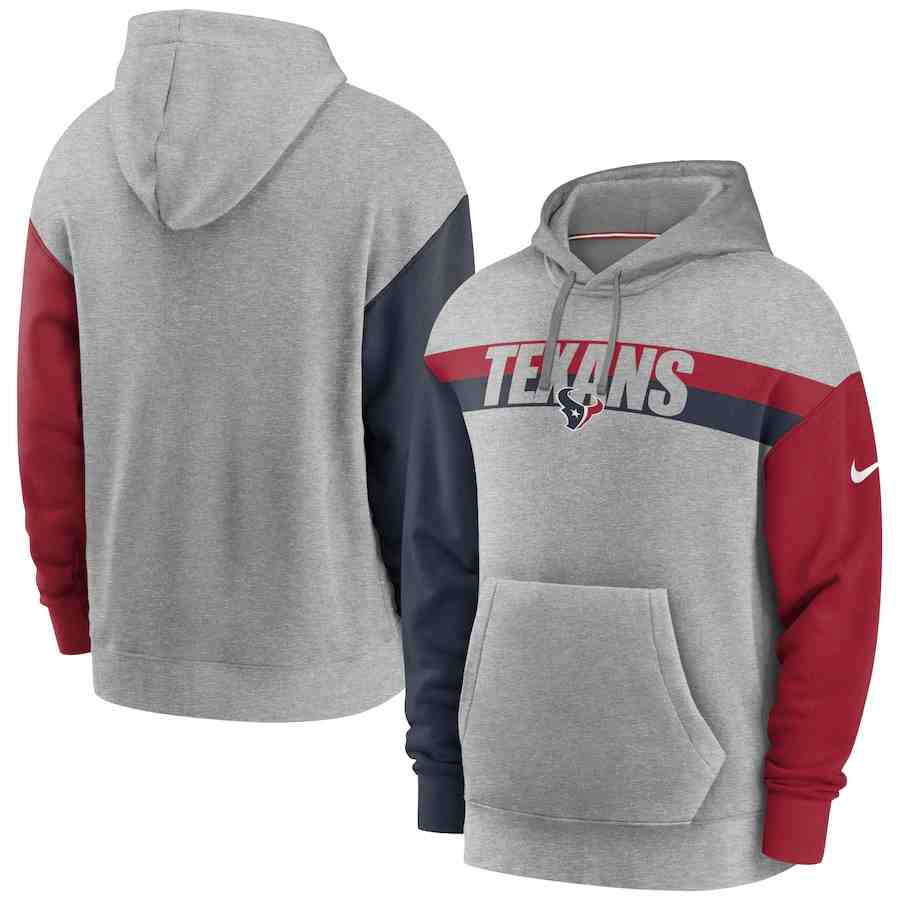 Nike Houston Texans Heathered Gray Fan Gear Heritage Tri-Blend Pullover Hoodie