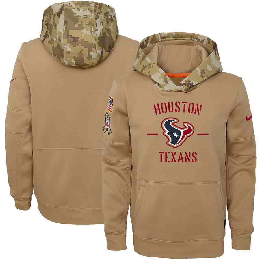 Youth Houston Texans Nike Camo 2019 Salute To Service Therma Performance Pullover Hoodie