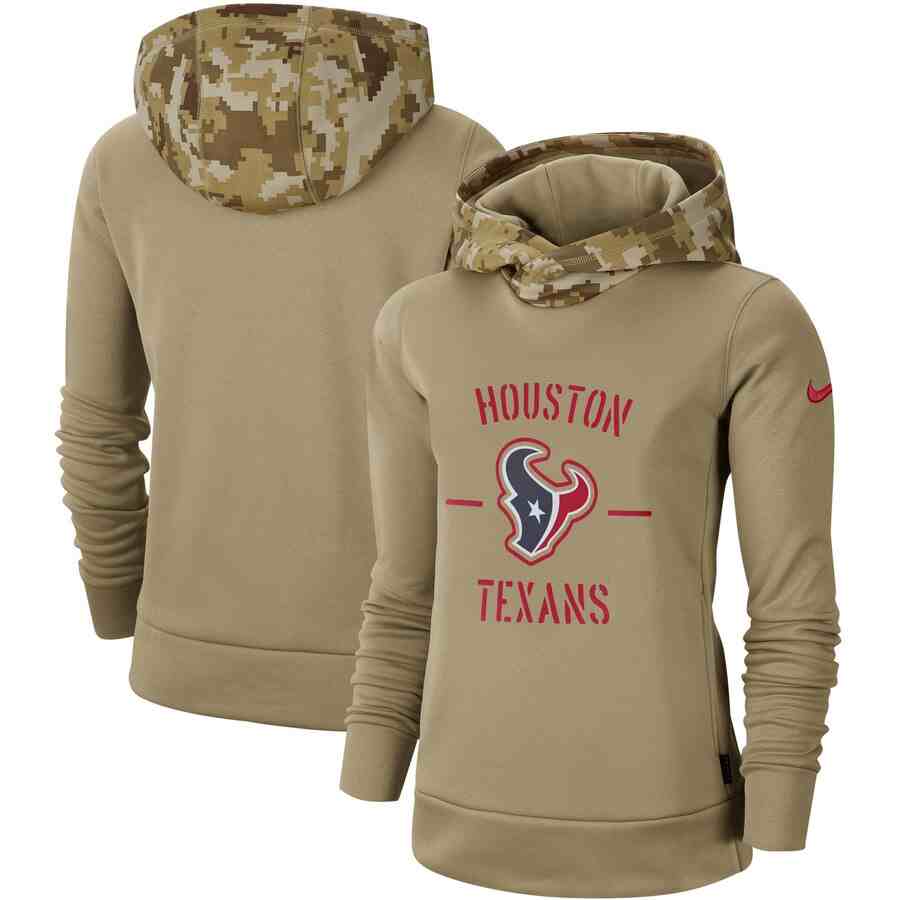 Women's Houston Texans Nike Camo 2019 Salute To Service Therma Performance Pullover Hoodie