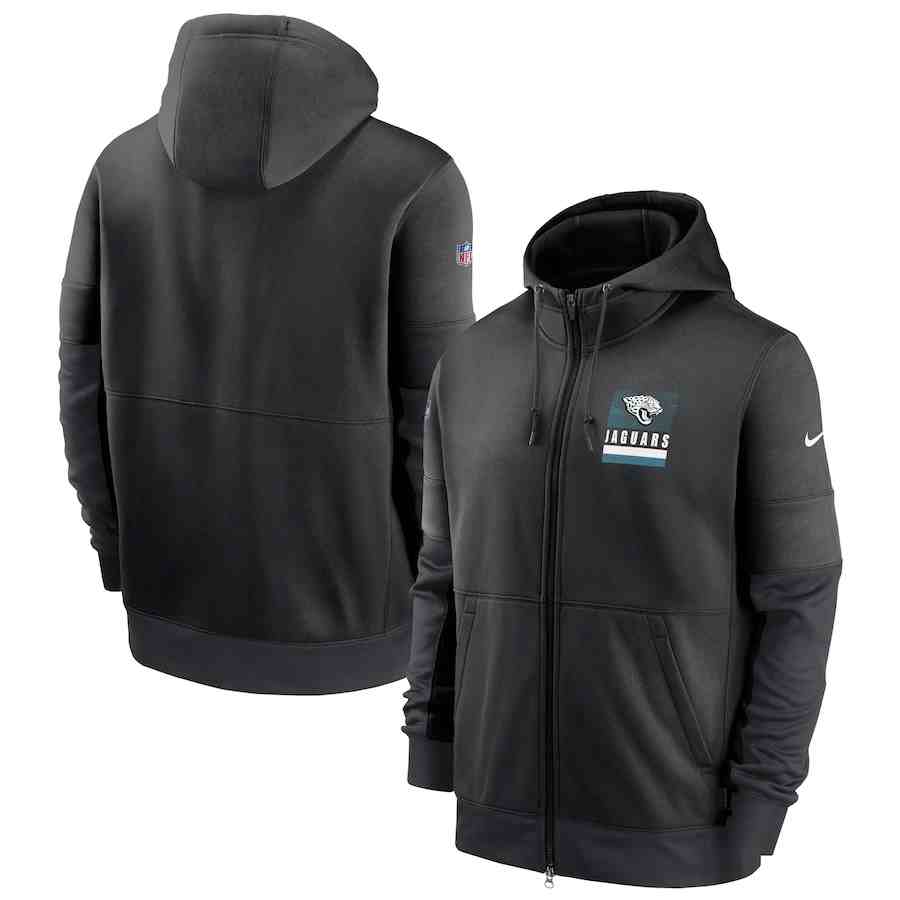 Men's Jacksonville Jaguars Nike Black Sideline Impact Lockup Performance Full-Zip Hoodie