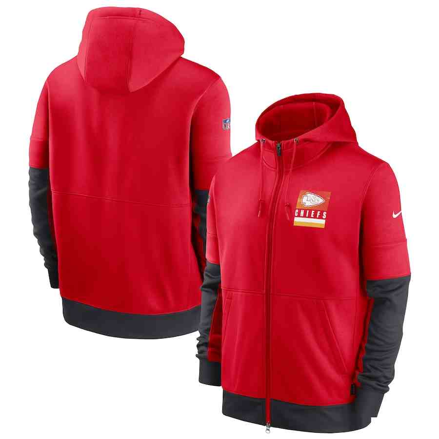 Men's Kansas City Chiefs Nike Red Sideline Impact Lockup Performance Full-Zip Hoodie