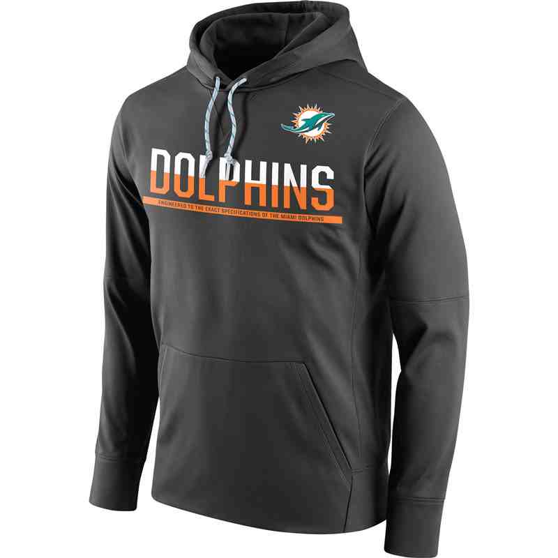Men's Miami Dolphins Nike Anthracite Sideline Circuit Pullover Performance Hoodie