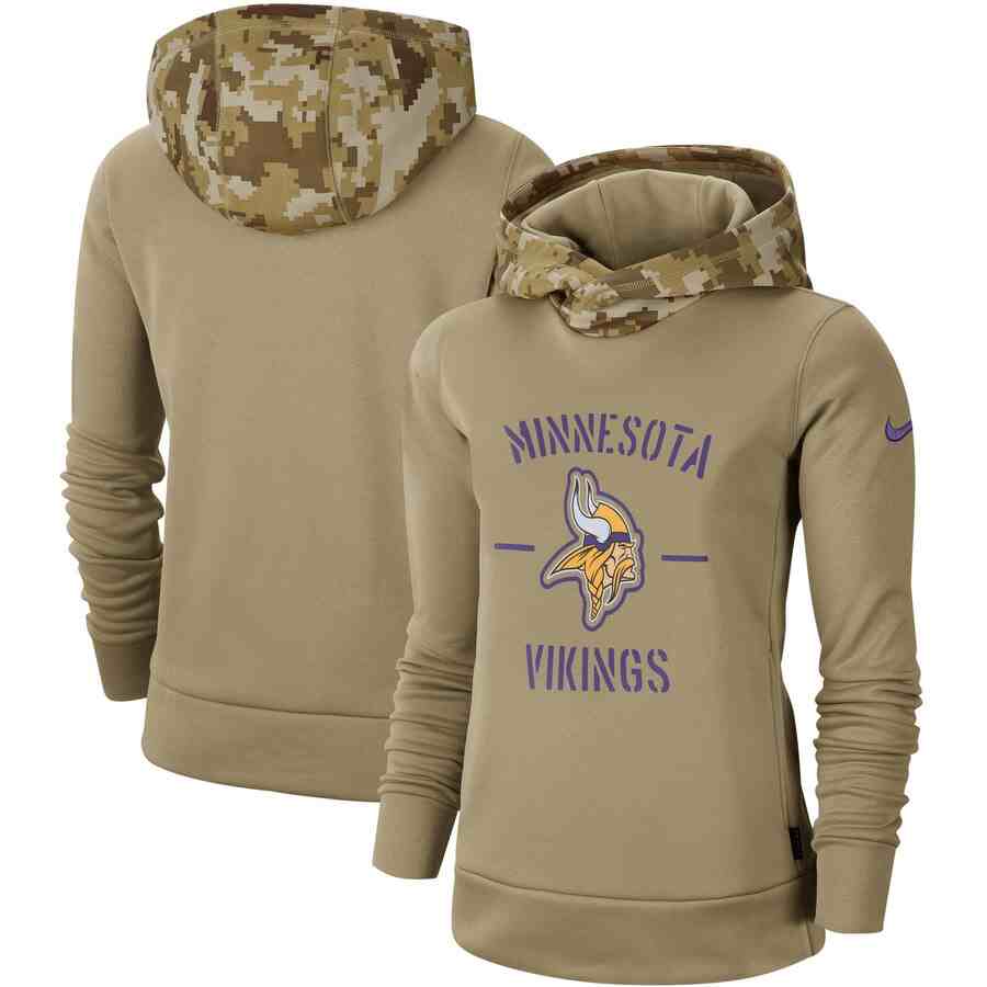 Women's Minnesota Vikings Nike Camo 2019 Salute To Service Therma Performance Pullover Hoodie