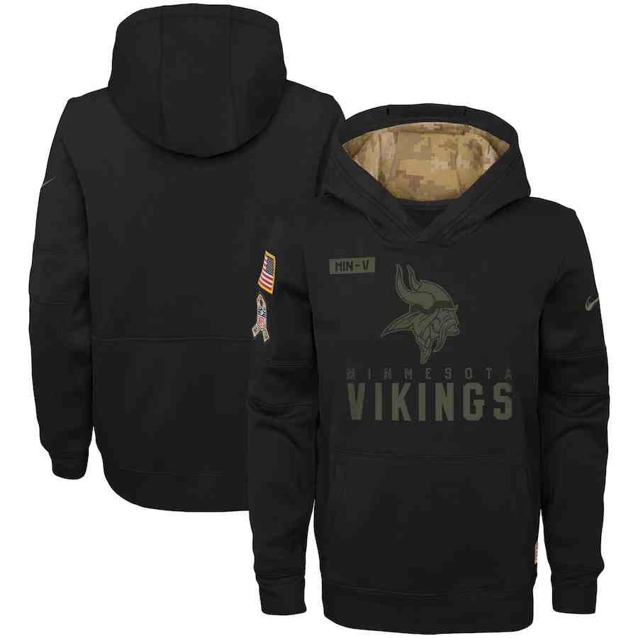 Youth Minnesota Vikings Nike Camo 2020 Salute To Service Therma Performance Pullover Hoodie