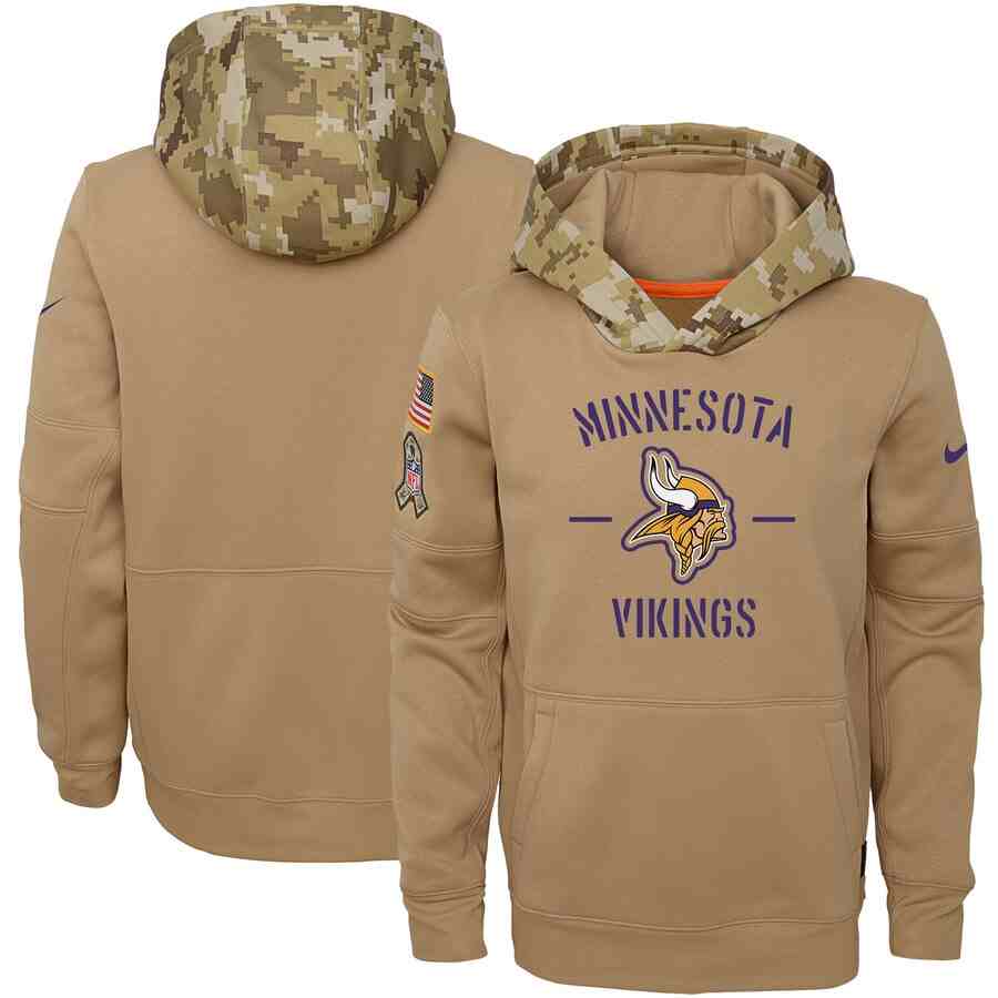 Youth Minnesota Vikings Nike Camo 2019 Salute To Service Therma Performance Pullover Hoodie