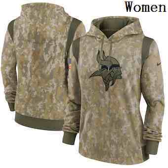 Women's Minnesota Vikings Nike Camo 2021 Salute To Service Therma Performance Pullover Hoodie