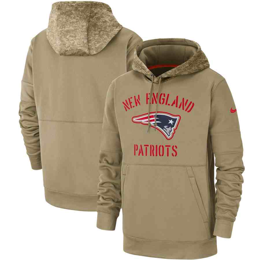 Men's New England Patriots Nike Camo 2019 Salute To Service Therma Performance Pullover Hoodie