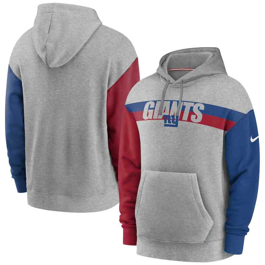 Nike New York Giants Heathered Gray Fan Gear Heritage Tri-Blend Pullover Hoodie