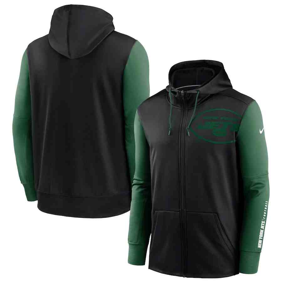 Nike New York Jets BlackGreen Fan Gear Mascot Performance Full-Zip Hoodie