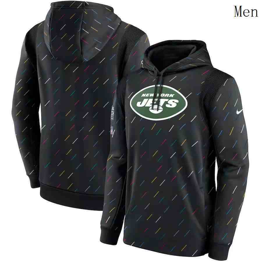 Men New York Jets Nike Charcoal 2021 NFL Crucial Catch Therma Pullover Hoodie