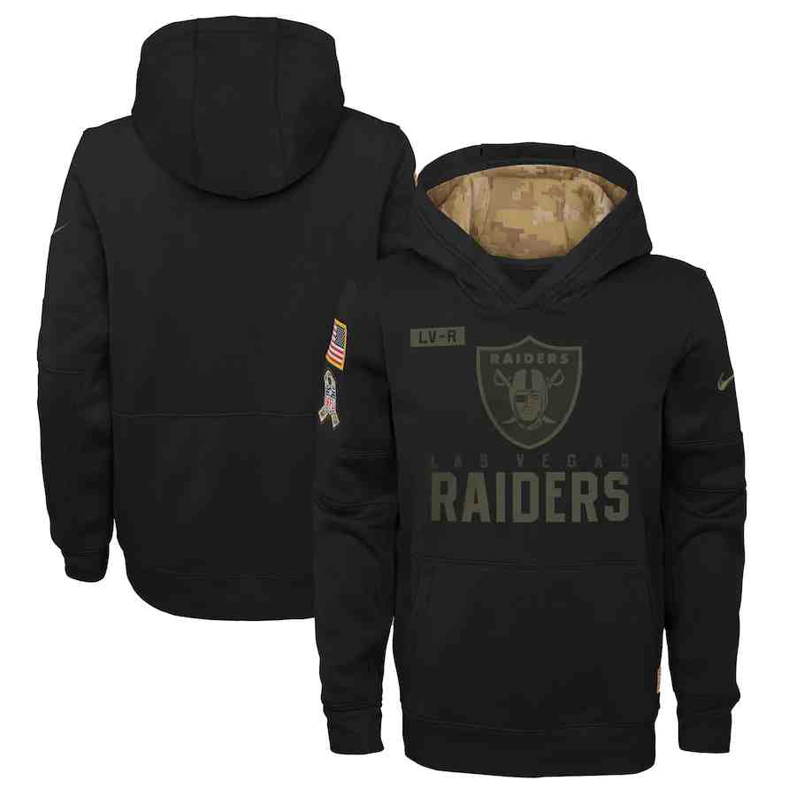 Youth Las Vegas Raiders Nike Camo 2020 Salute To Service Therma Performance Pullover Hoodie