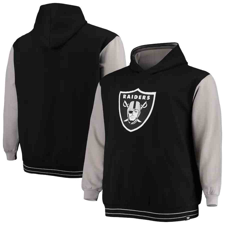 Las Vegas Raiders Fanatics Branded Big & Tall Block Party Pullover Hoodie - Black&Gray