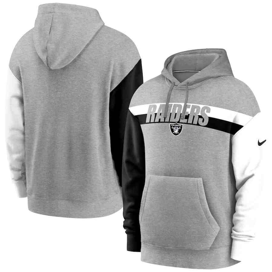 Nike Las Vegas Raiders Heathered Gray Fan Gear Heritage Tri-Blend Pullover Hoodie