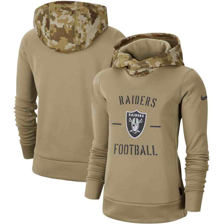 Women's Las Vegas Raiders Nike Camo 2019 Salute To Service Therma Performance Pullover Hoodie