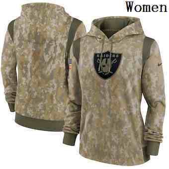 Women's Las Vegas Raiders Nike Camo 2021 Salute To Service Therma Performance Pullover Hoodie