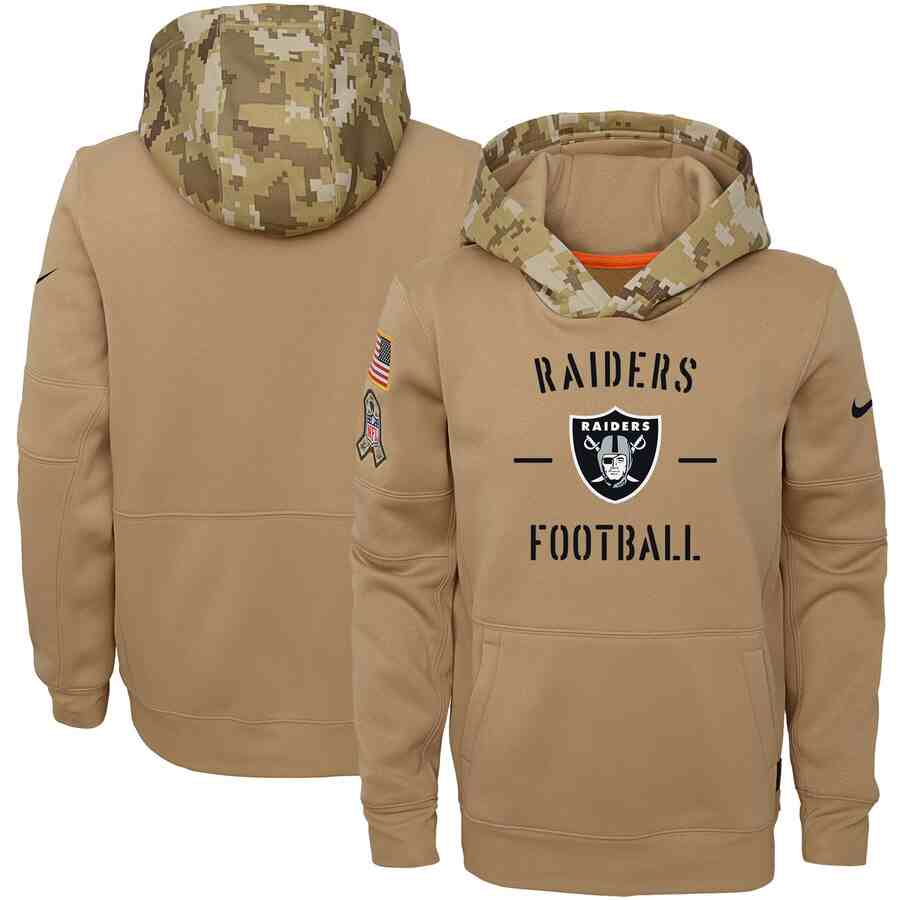 Youth Las Vegas Raiders Nike Camo 2019 Salute To Service Therma Performance Pullover Hoodie