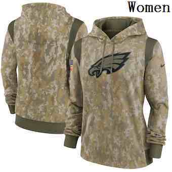 Women's Philadelphia Eagles Nike Camo 2021 Salute To Service Therma Performance Pullover Hoodie