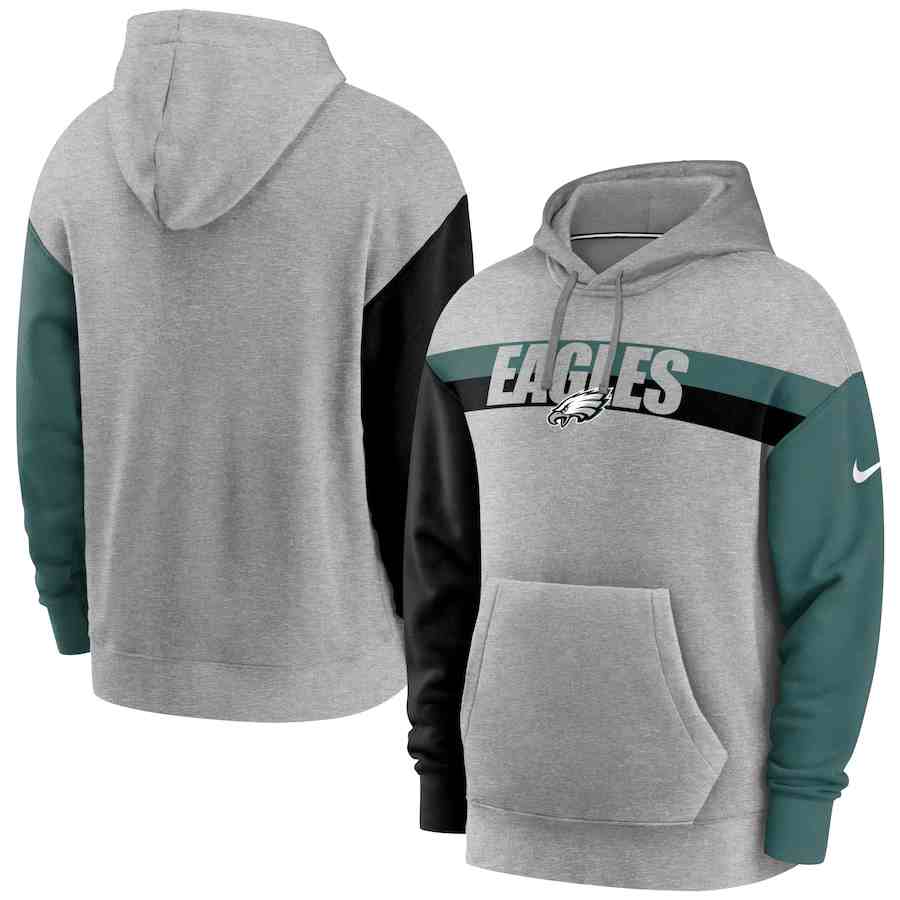 Nike Philadelphia Eagles Heathered Gray Fan Gear Heritage Tri-Blend Pullover Hoodie