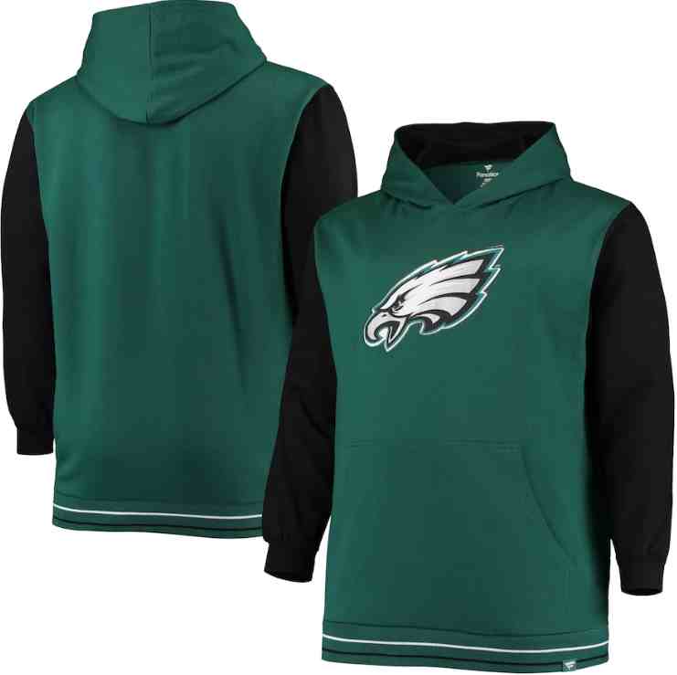 Philadelphia Eagles Fanatics Branded Big & Tall Block Party Pullover Hoodie - Midnight Green&Black