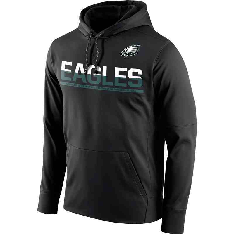 Men's Philadelphia Eagles Nike Black Sideline Circuit Pullover Performance Hoodie