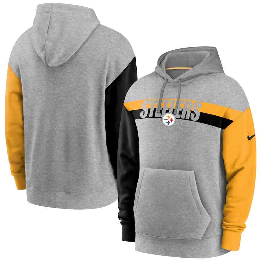 Nike Pittsburgh Steelers Heathered Gray Fan Gear Heritage Tri-Blend Pullover Hoodie