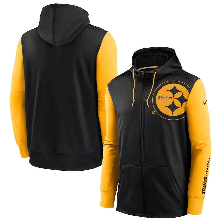 Nike Pittsburgh Steelers BlackGold Fan Gear Mascot Performance Full-Zip Hoodie