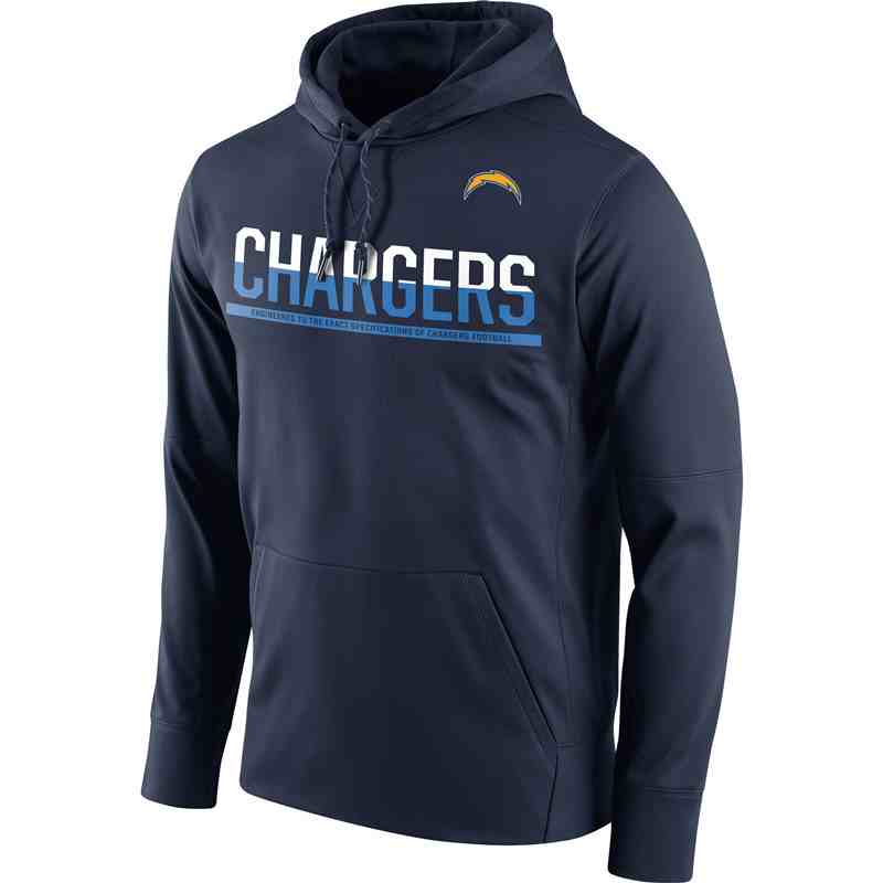 Men's San Diego Chargers Nike Navy Sideline Circuit Pullover Performance Hoodie
