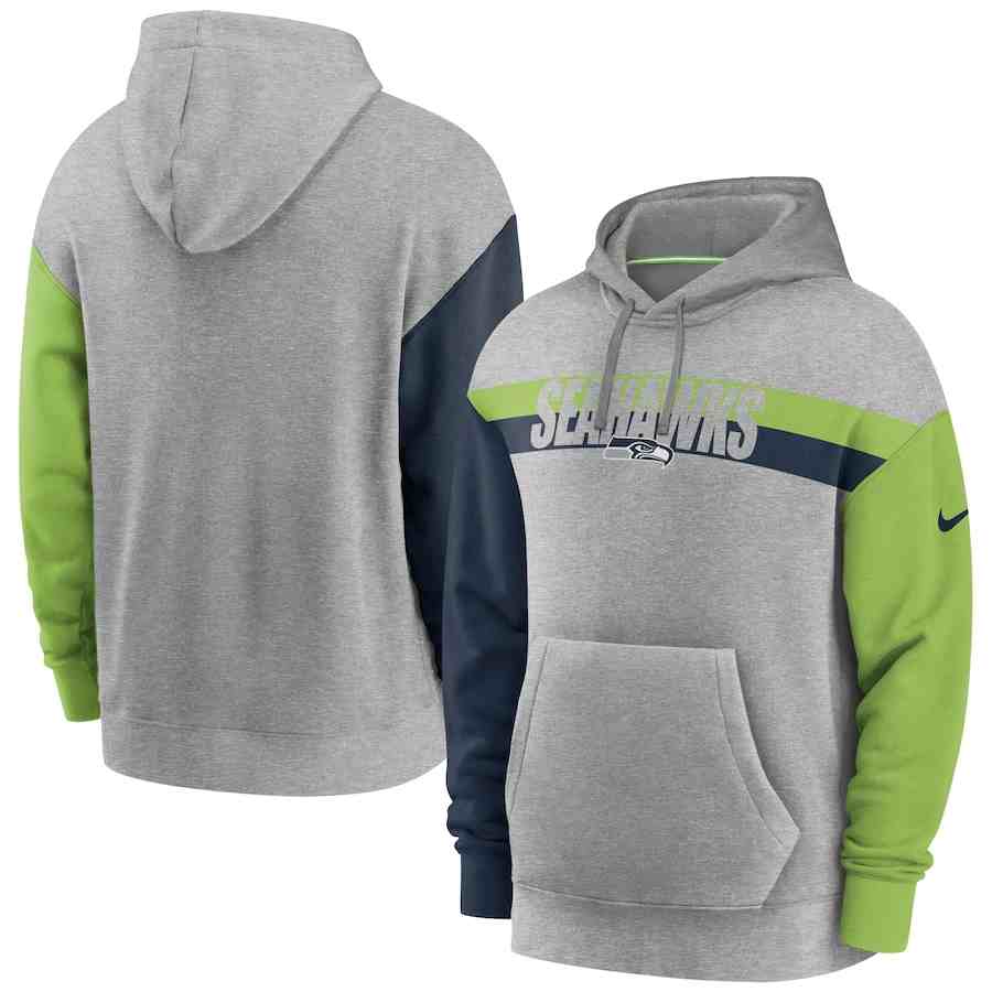 Nike Seattle Seahawks Heathered Gray Fan Gear Heritage Tri-Blend Pullover Hoodie
