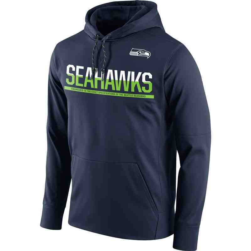 Men's Seattle Seahawks Nike College Navy Sideline Circuit Pullover Performance Hoodie