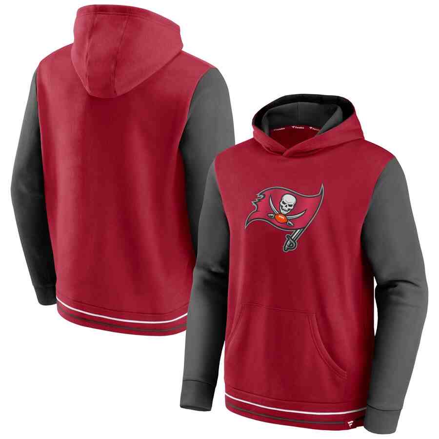 Tampa Bay Buccaneers Fanatics Branded Block Party Pullover Hoodie - Red&Pewter