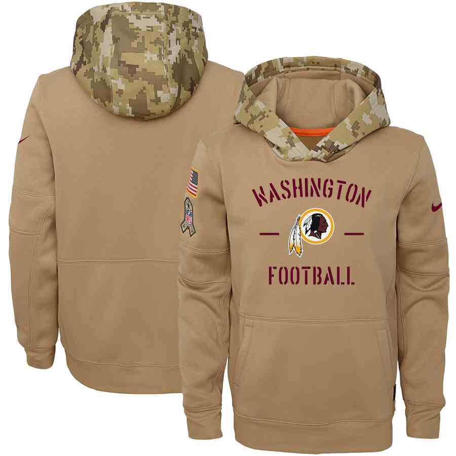 Youth Washington Football Team Nike Camo 2019 Salute To Service Therma Performance Pullover Hoodie