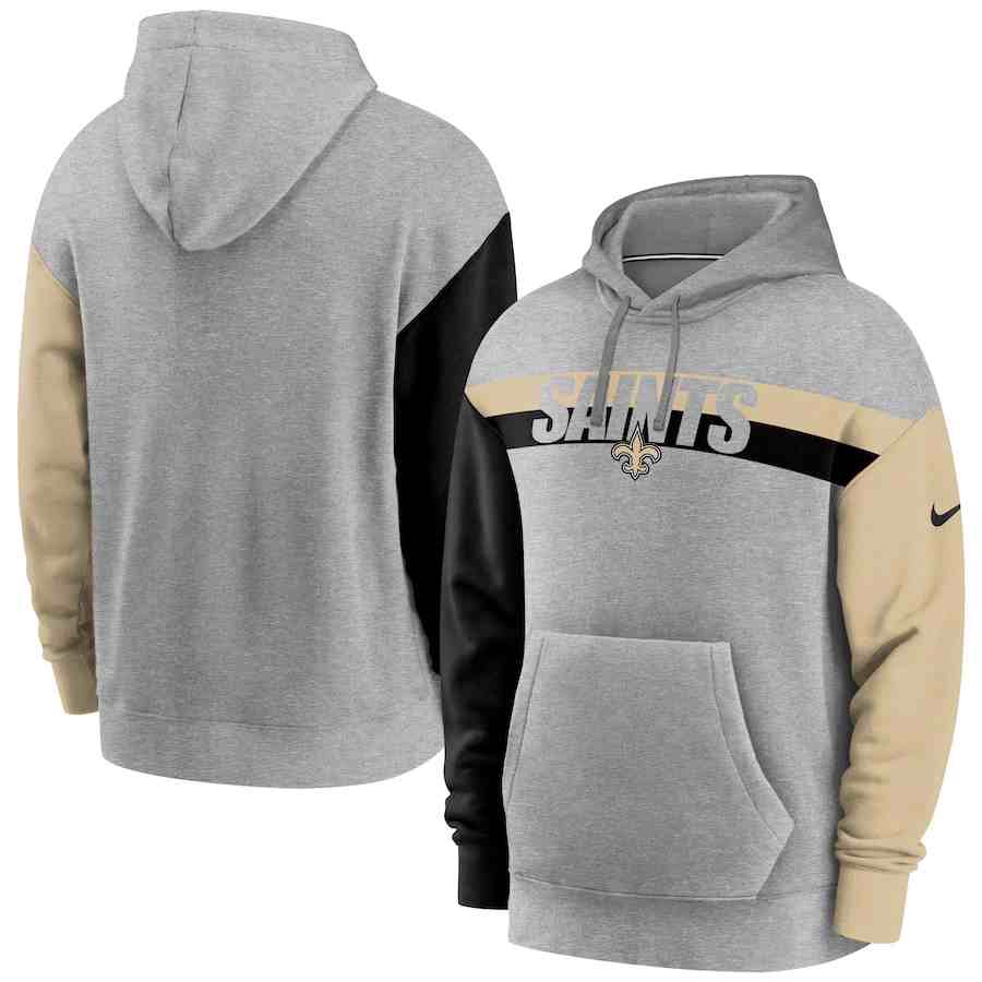 Nike New Orleans Saints Heathered Gray Fan Gear Heritage Tri-Blend Pullover Hoodie