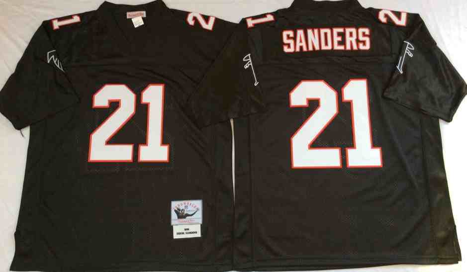 Atlanta Falcons 21 Deion Sanders 1990 Throwback Black Jersey
