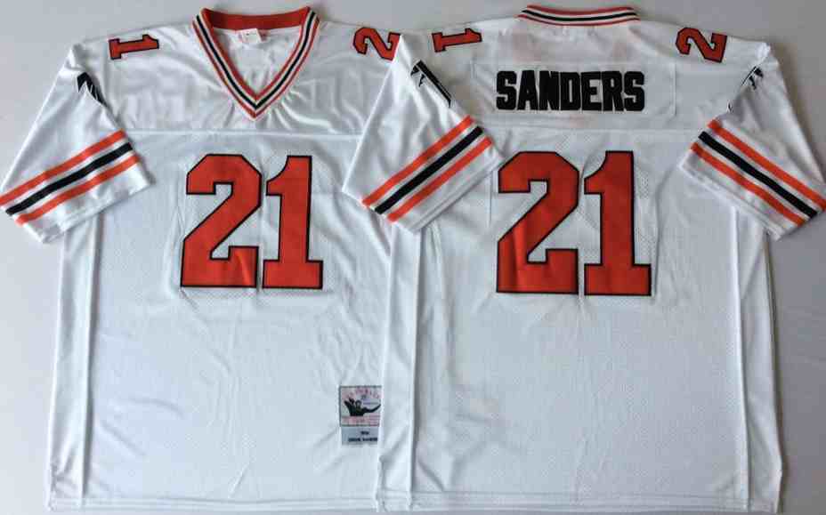 Atlanta Falcons 21 Deion Sanders 1992 Throwback White Jersey